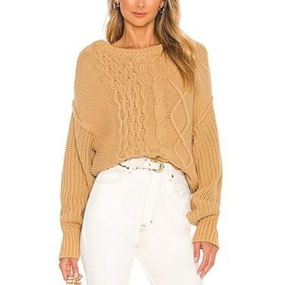 Free People Cable Knit Sweater Oversized Chunky Dream Cable Knit Sweater S